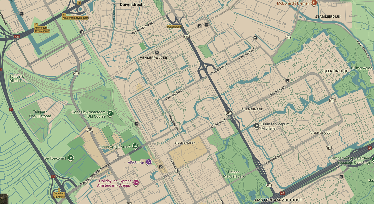foto van de kaart van de bijlmer
